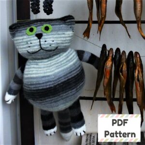 Knit cat pattern, Cat knitting pattern, Knit toy pattern, Large toy knitting pattern, Cat pillow pattern