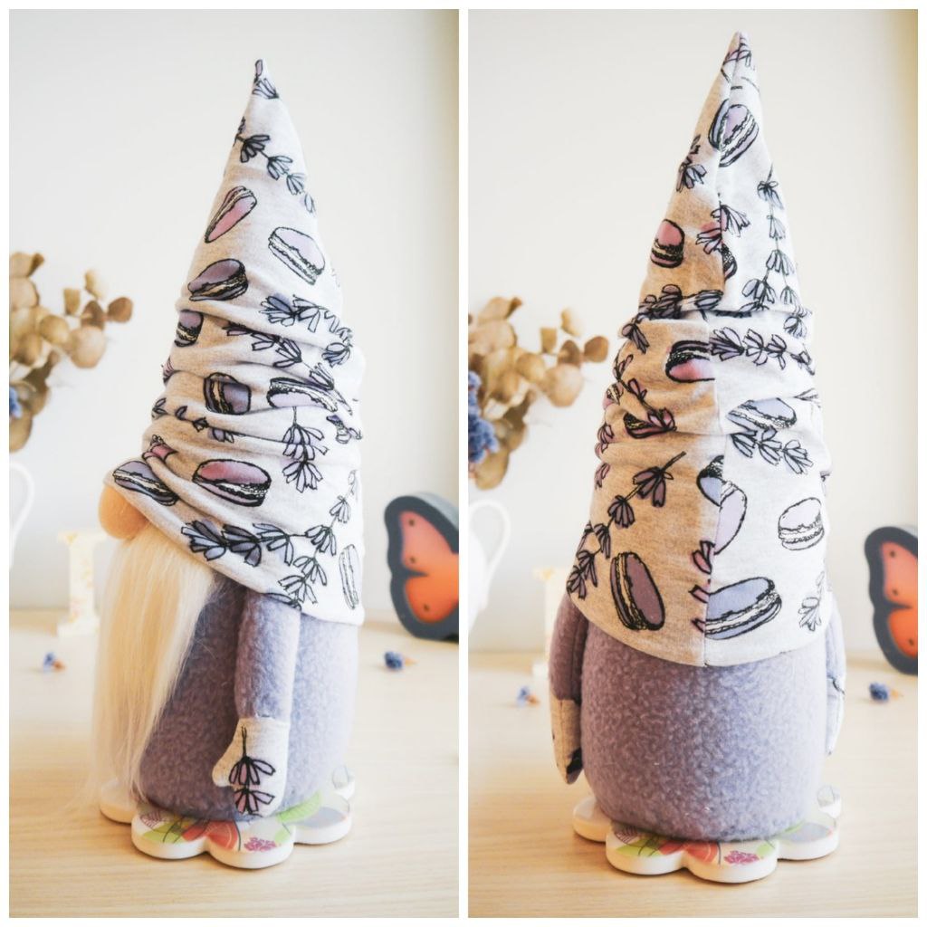 Violet spring gnome gift. Farmhouse gnome for tiered tray decor 2 violet soft gnome BusyBeeDollsShop