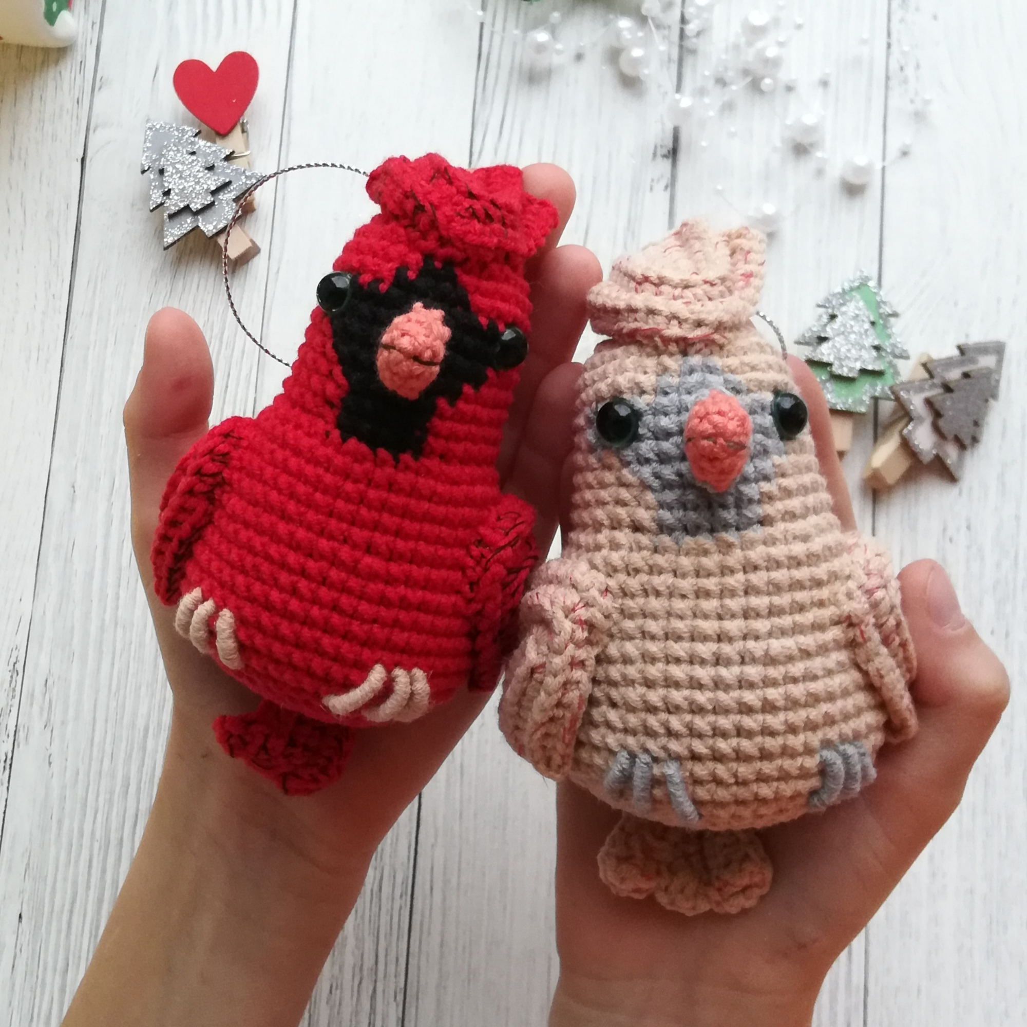 Kit de crochet Amigurumi Oiseau rouge avec fil de coton et mètre