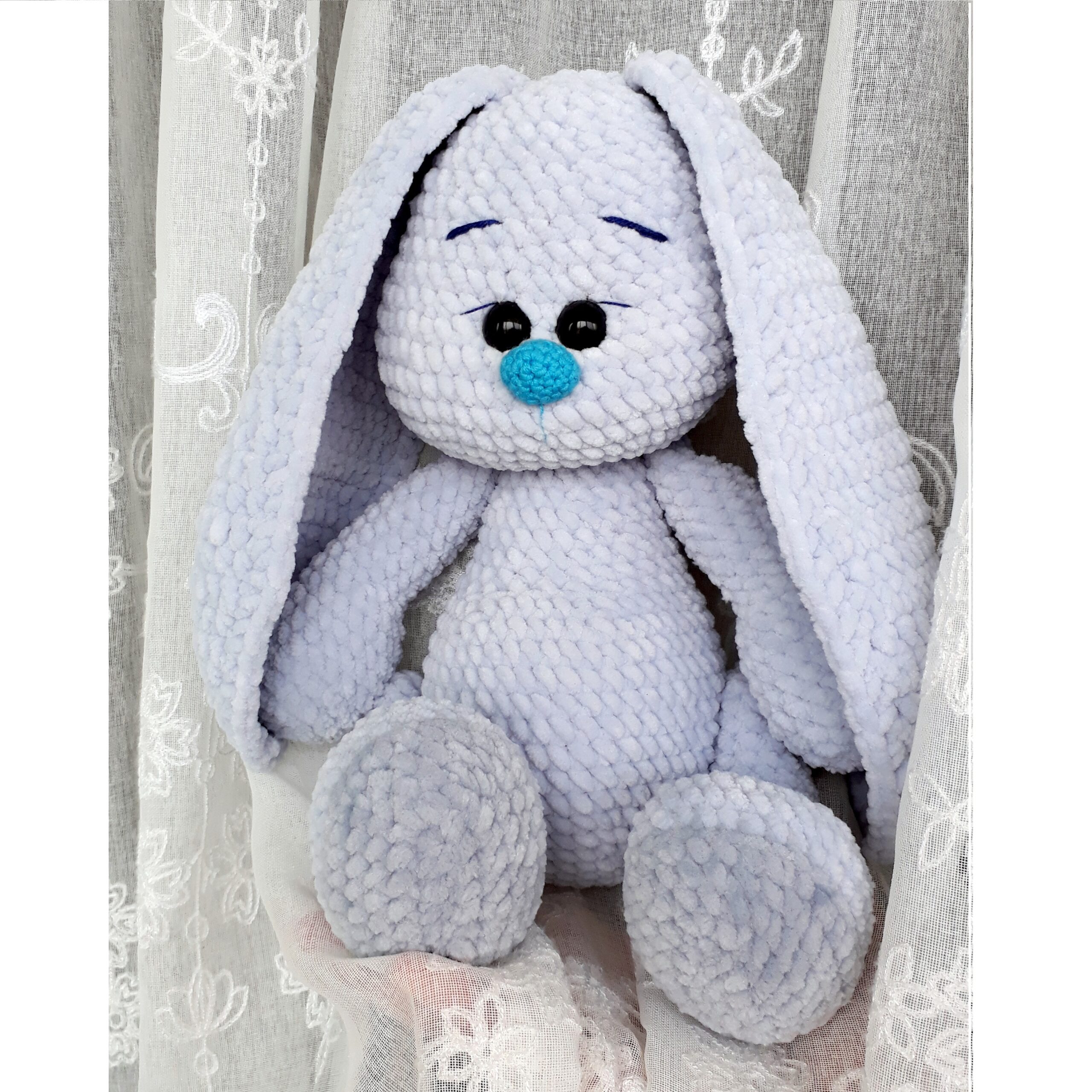 Crochet plush bunny, soft bunny toy, large stuffed rabbit