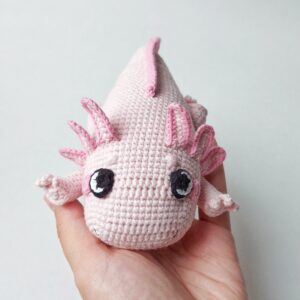 Amigurumi pattern crochet toy axolotl plush.