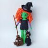 Crochet doll pattern halloween amigurumi. Halloween decor crochet witch.