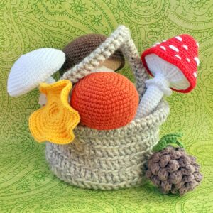 Mushroom set in basket