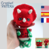 Crochet pattern amigurumi dinosaur Triceratops watermelons in the box, pdf, Crochet dragon