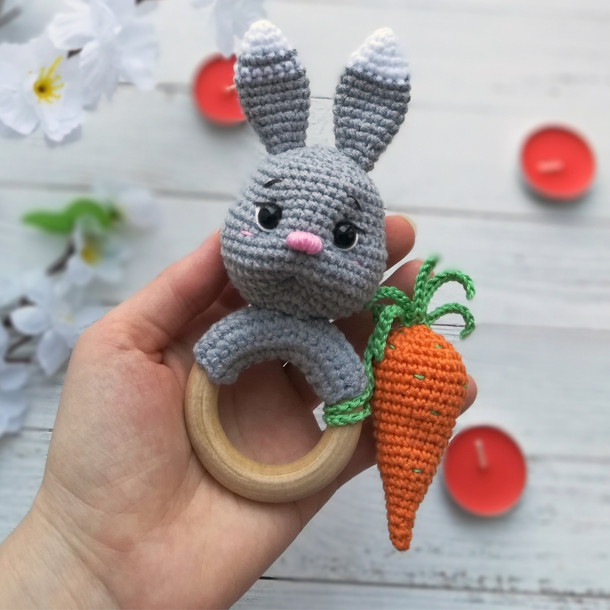 Crochet Bunny Baby Teether Rattle Set – Mini Baby
