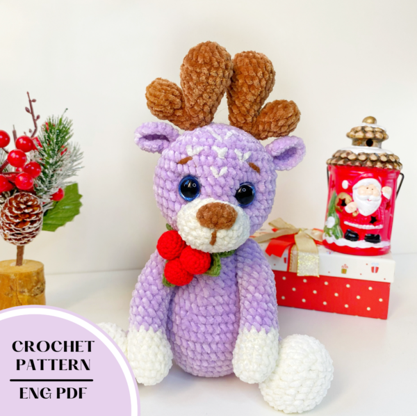 Crochet PATTERN Christmas deer. Amigurumi Santa reindeer.