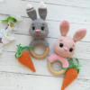 Crochet bunny rattle pattern, amigurumi rabbit teething ring