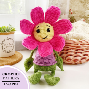 Crochet flower toy pattern. Amigurumi flower pattern PDF