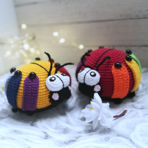 Crochet Montessori ladybug pattern, amigurumi rainbow insect