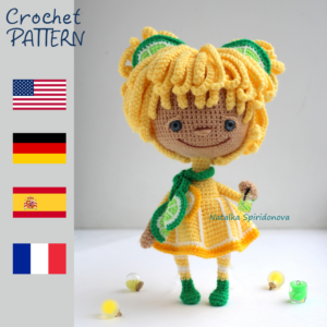 Crochet Lemon doll, pattern amigurumi, pdf, photo tutorial