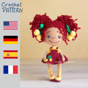 Crochet pattern cherry doll, amigurumi, pdf, photo tutorial