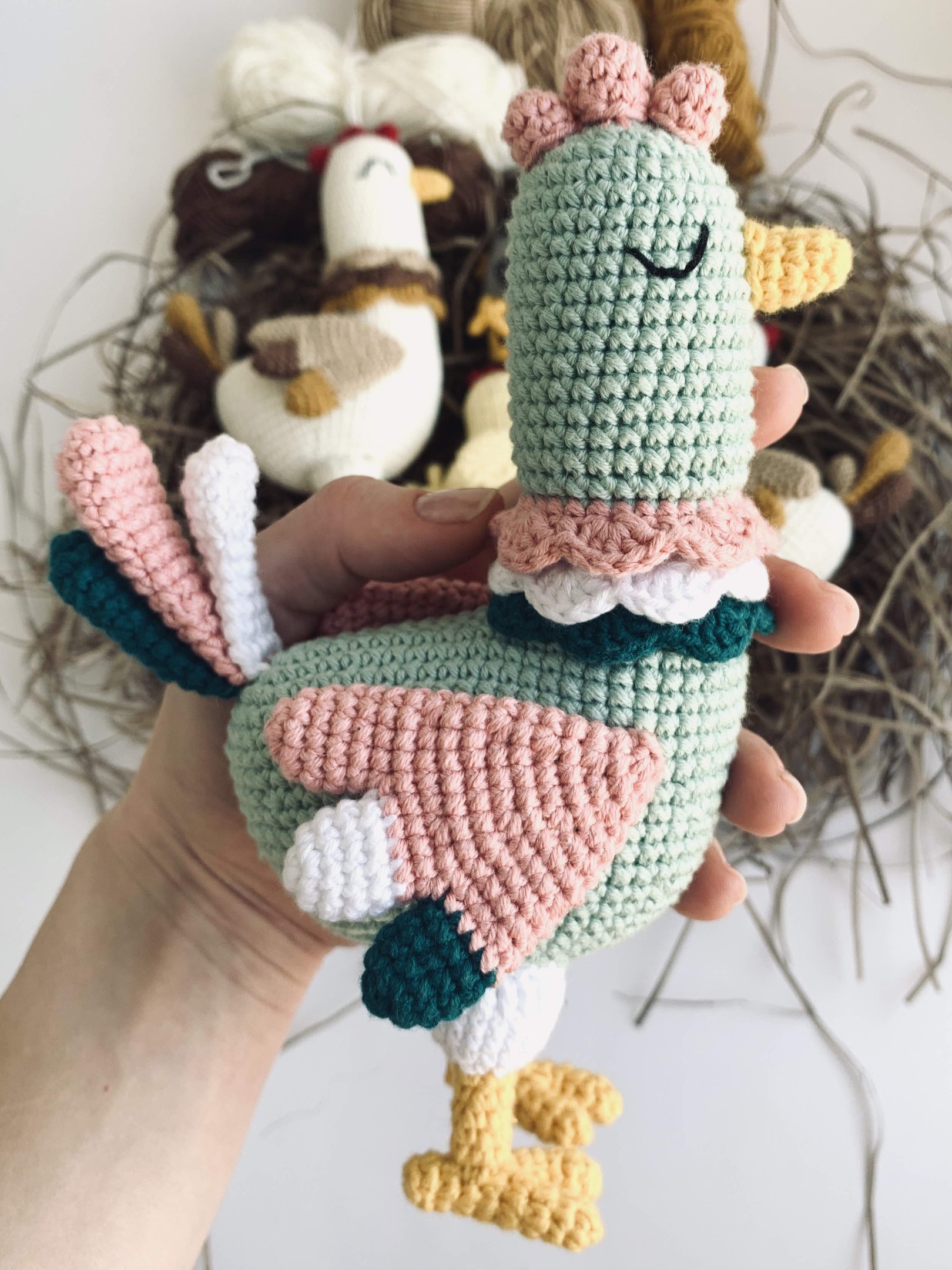 Chicken and Rooster amigurumi toy pattern | hen and cock crochet toy pattern 5 8 10