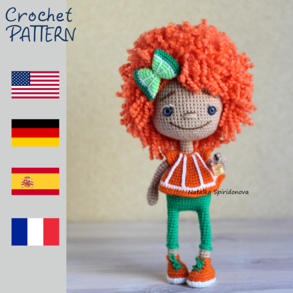 Crochet pattern orange doll, amigurumi, pdf, photo tutorial