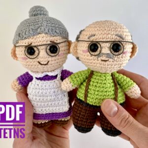grandpa and grandpa doll crochet pattern Fionadolls amigurumi toy grandfather and grandmother