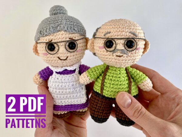 grandpa and grandpa doll crochet pattern Fionadolls amigurumi toy grandfather and grandmother