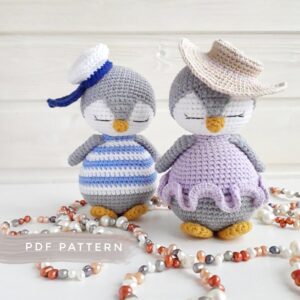Amigurumi penguin couple on holiday crochet pattern pdf