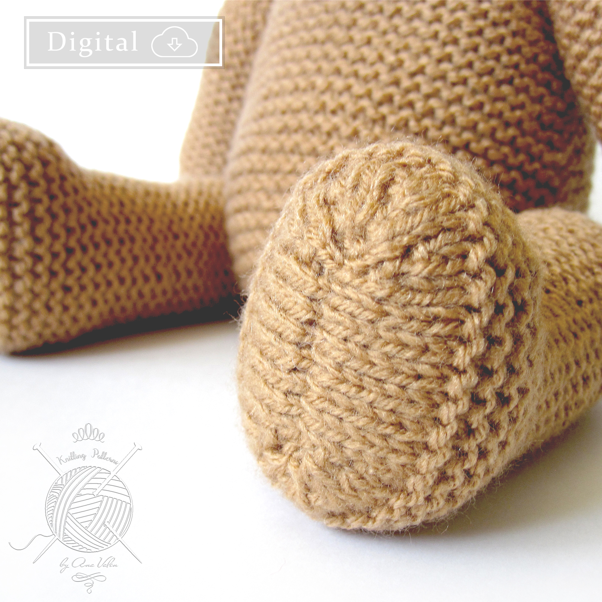 Teddy Bear Andy Knitting Pattern Digital Download 3 Knitted Brown Teddy Bear View 4