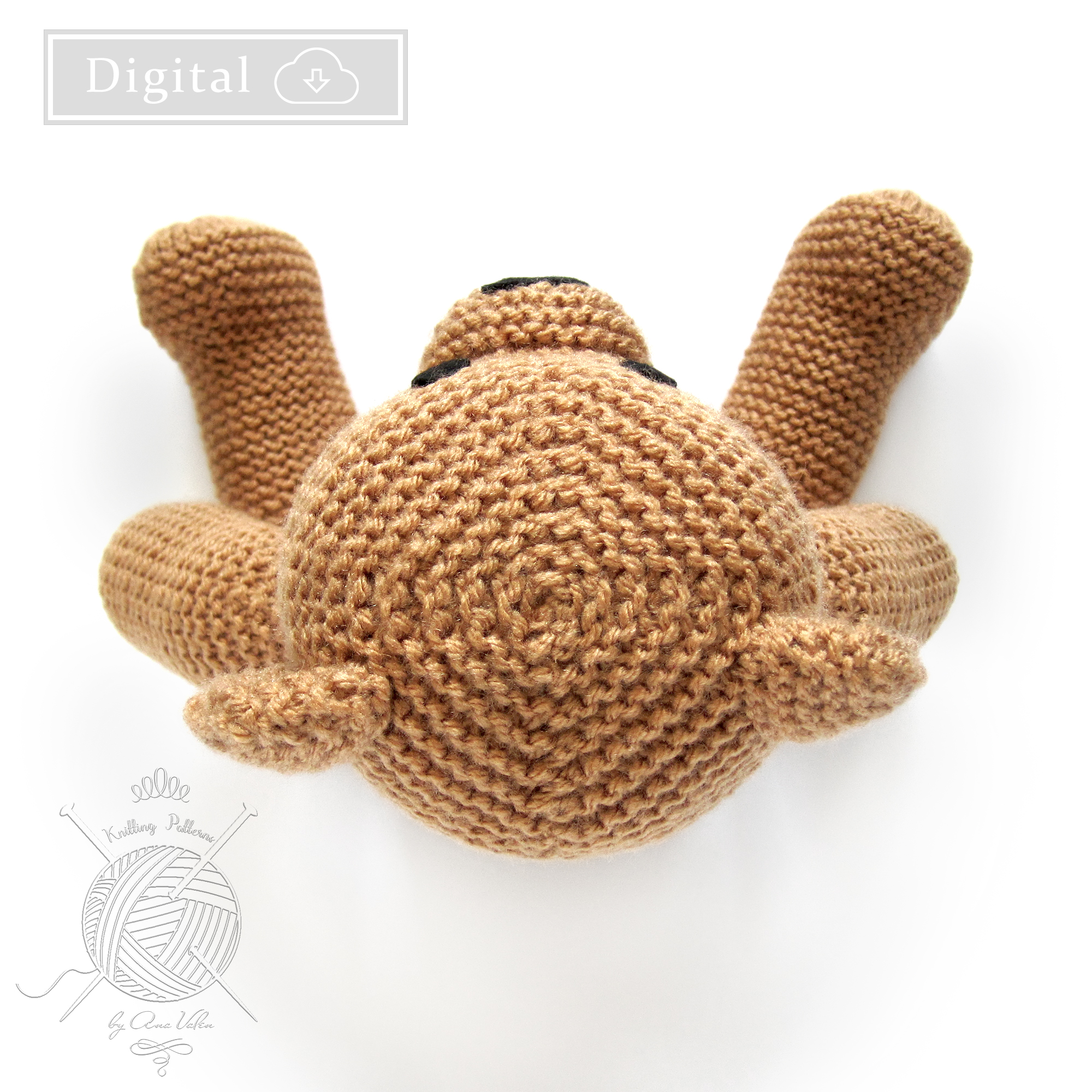 Teddy Bear Andy Knitting Pattern Digital Download 5 Knitted Brown Teddy Bear View 6