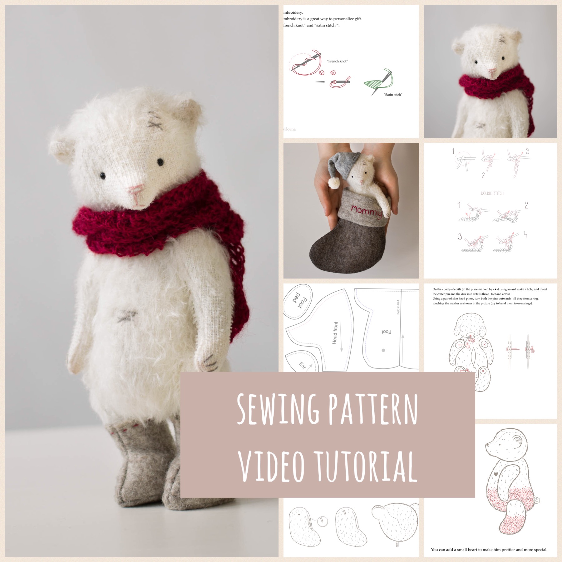 How To Sew A Teddy Bear  Pattern + Tutorial for Beginners 