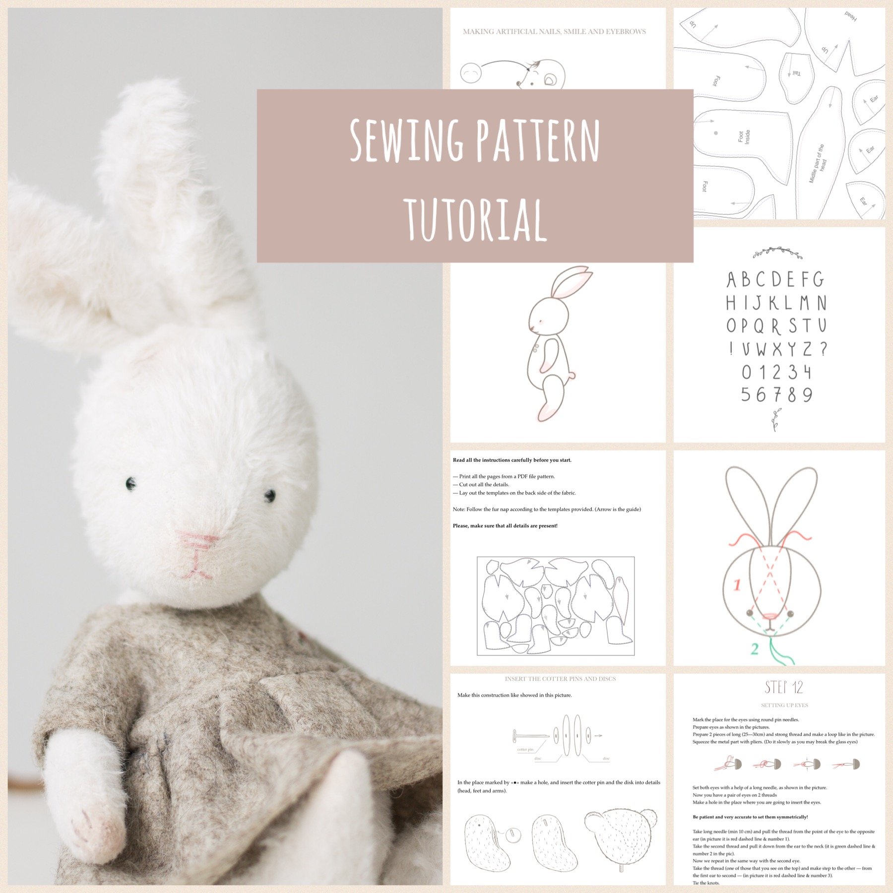 sewing a stuffed bunny