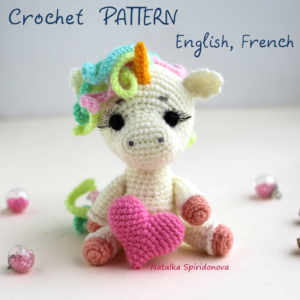 Crochet unicorn pattern amigurumi, animal, PDF, keychain