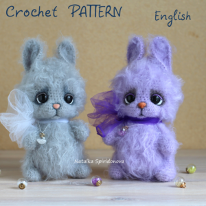 Crochet pattern bunny amigurumi, pdf, white grey rabbit, animals