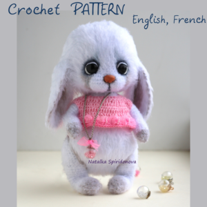 Crochet pattern bunny amigurumi, pdf, white grey rabbit, animals