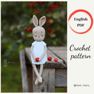 Crochet pattern funny bunny with long legs Amigurumi animals