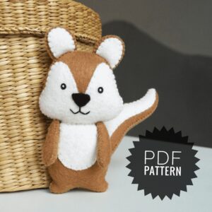 Woodland felt animal pattern pdf, squirrel sewing, felt toy DIY