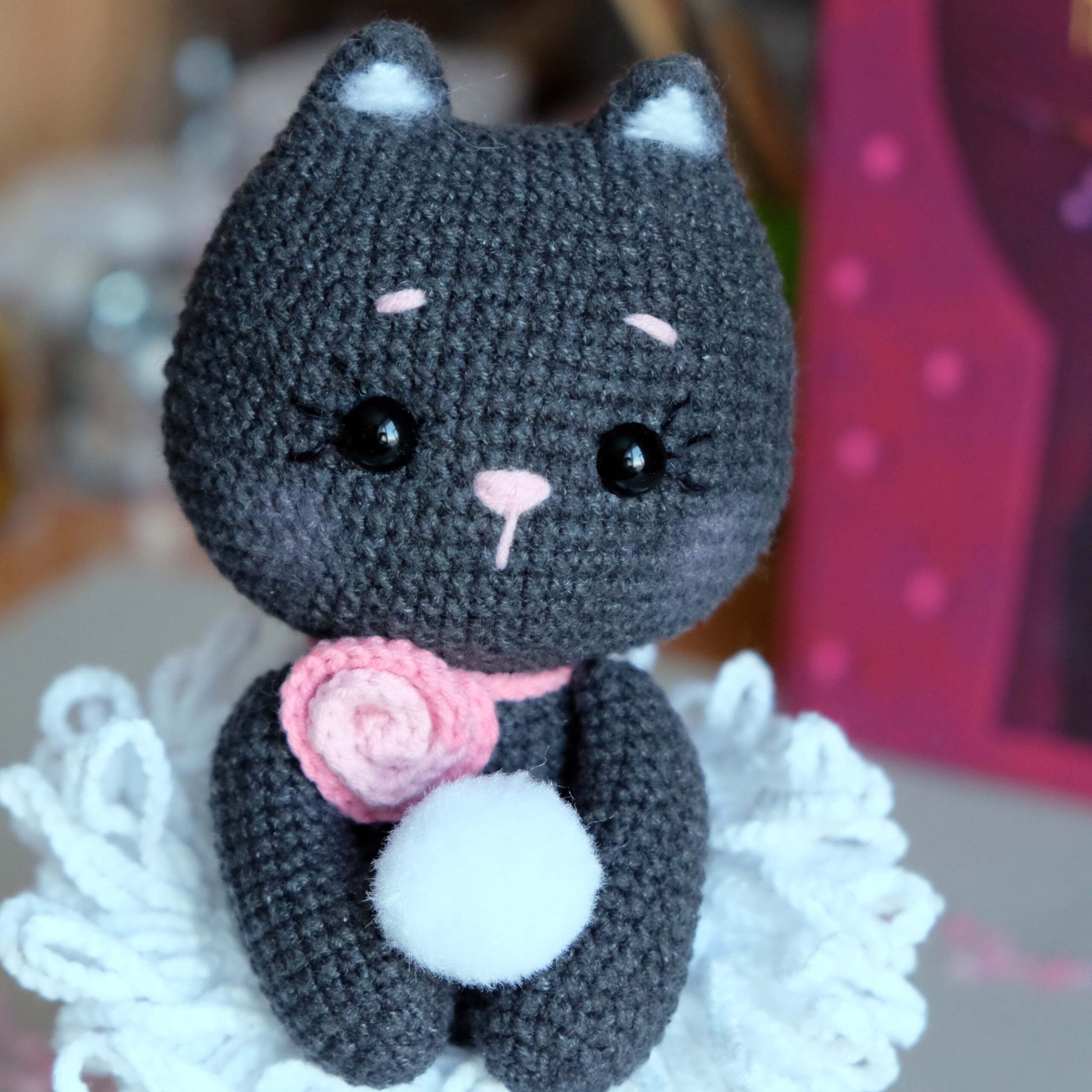 Miniature amigurumi selling Kitty 4.5 cm - tiny crochet kitty doll - Blythe amigurumi toy