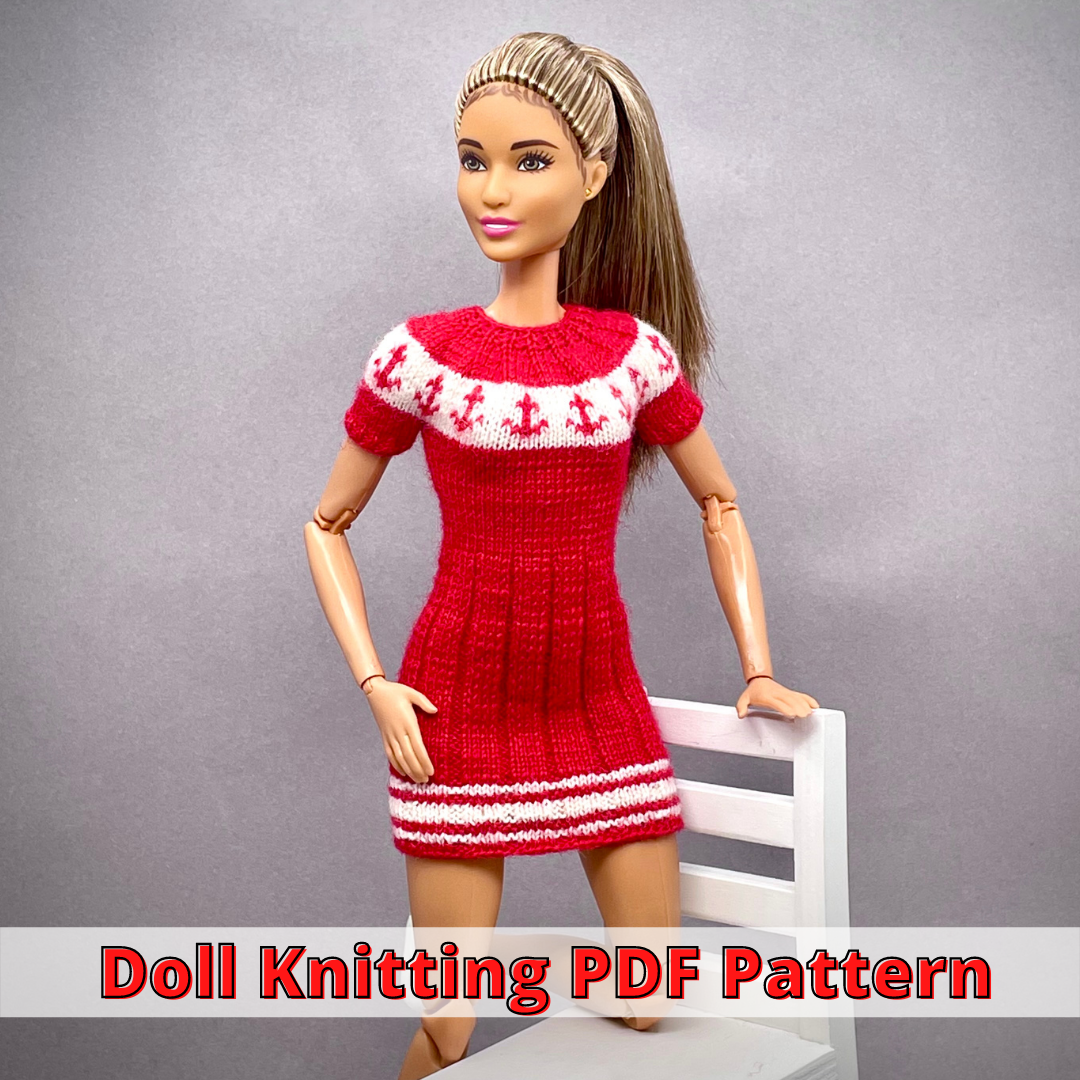 Knitting Pattern. Dress for Barbie doll. DailyDoll Shop