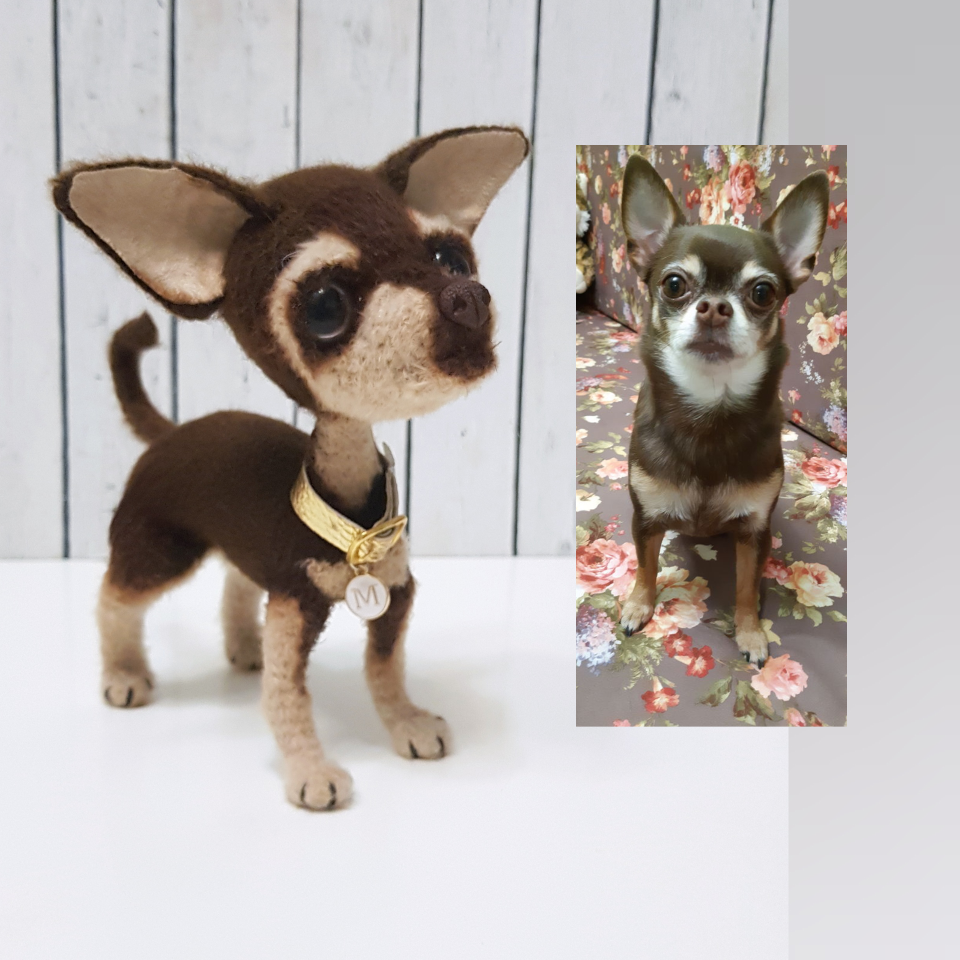 Chihuahua toy. Handmade collectible realistic dog toy.