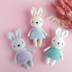 Amigurumi bunny in dress crochet pattern for beginners PDF