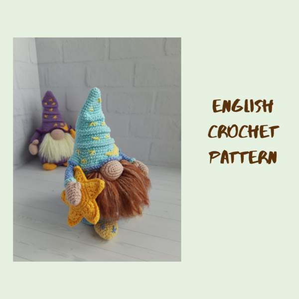 English crochet pattern Scandinavian gnome