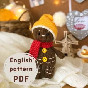 Gingerbread man knitting pattern, PDF file, Dubovkinvorkshop