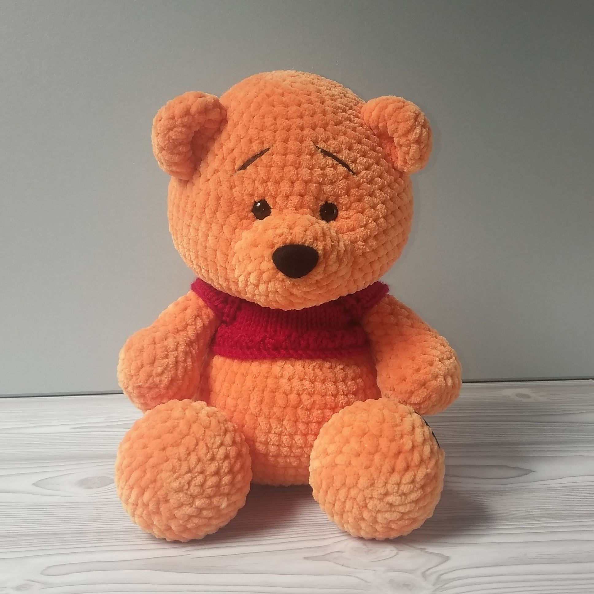 Yellow teddy bear in red sweater / Stuffed animal gift long distance  relationship - DailyDoll Shop