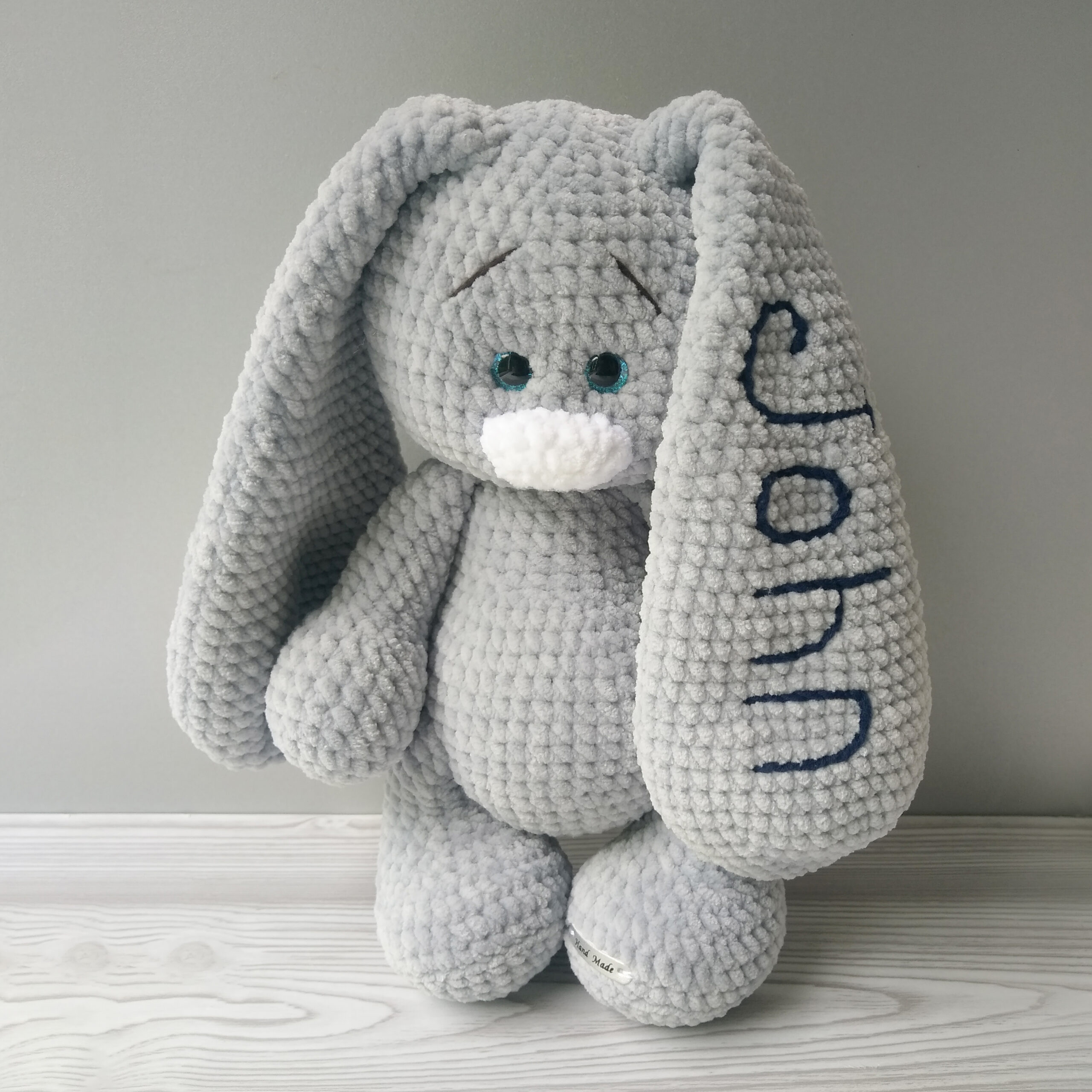 HANDMADE Crochet Bunny Rabbit w/ Button Eyes Stuffed Plush Animal 14 in