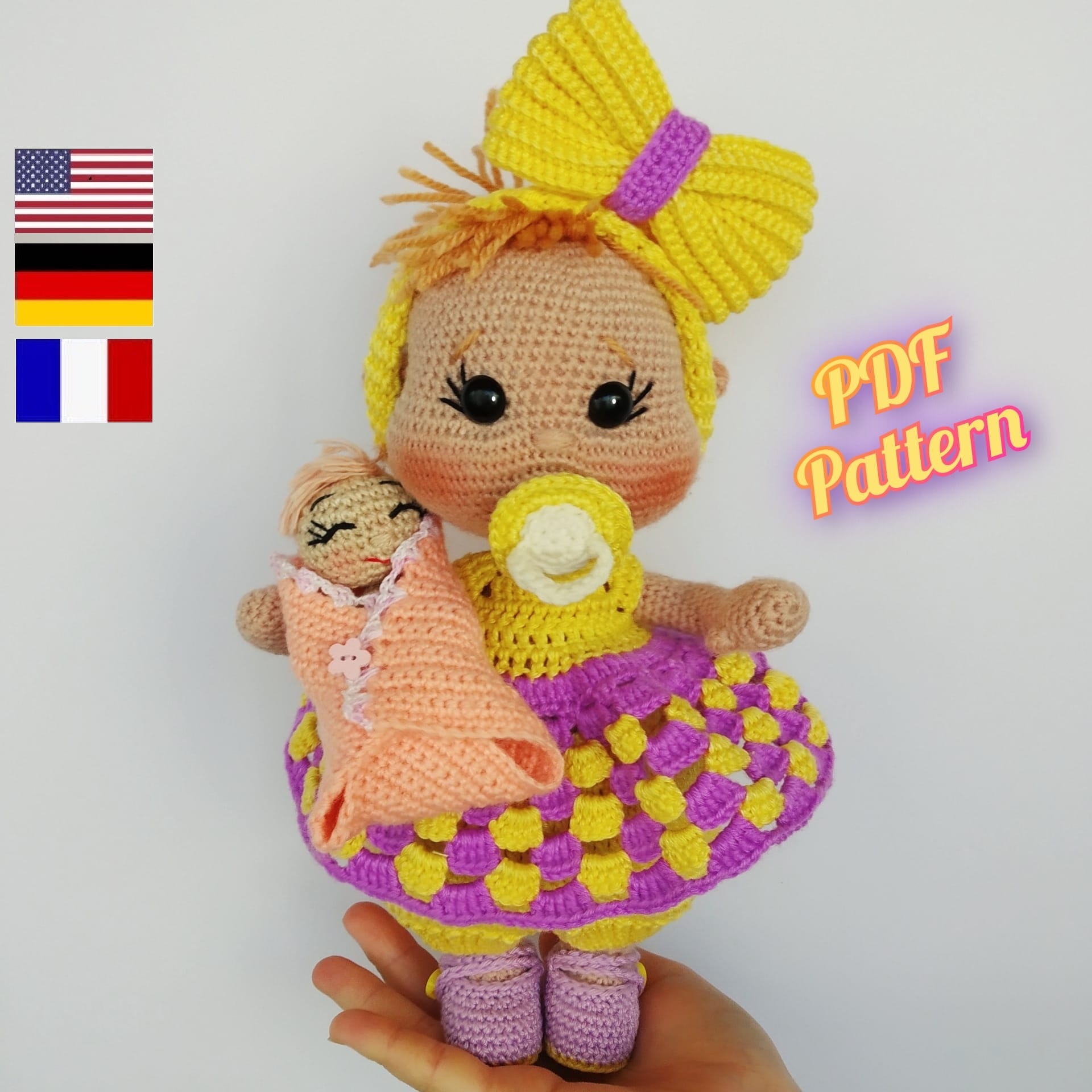 Crochet doll pattern amigurumi baby doll pattern (English, Deutsch,  Français) - DailyDoll Shop