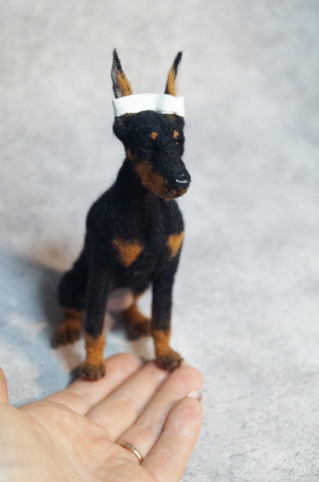 Needle felted Doberman puppy sculpture - DailyDoll Shop