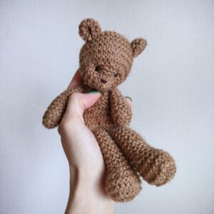 Knitted teddy bear toy, Dubovkinworksho