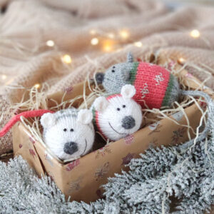 3 Christmas tree mouse knitting pattern, stuffed mouse toy