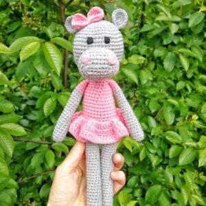 Crochet hippo in a dress pattern