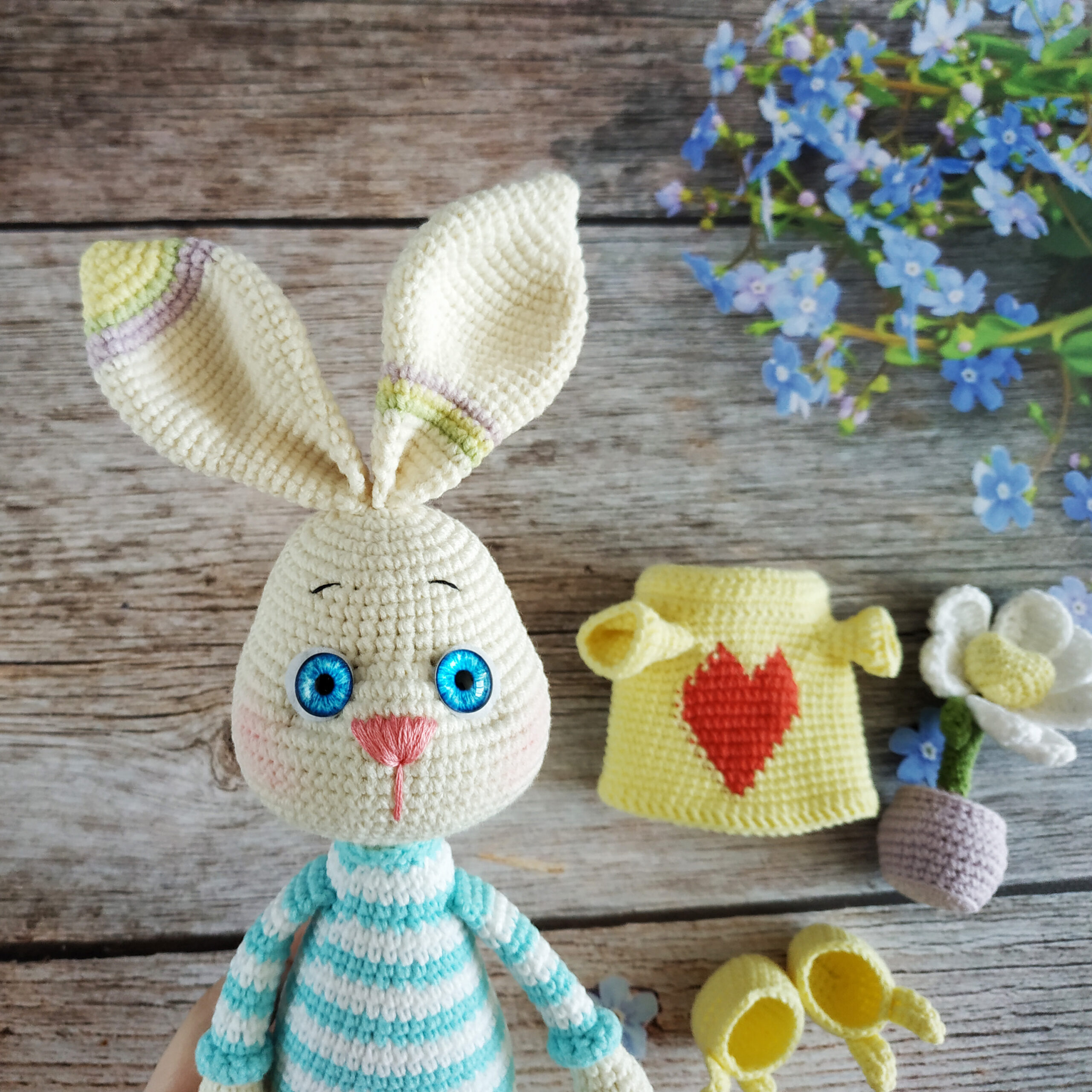 Amigurumi cuties pattern, Crochet bunny, puppy and teddy