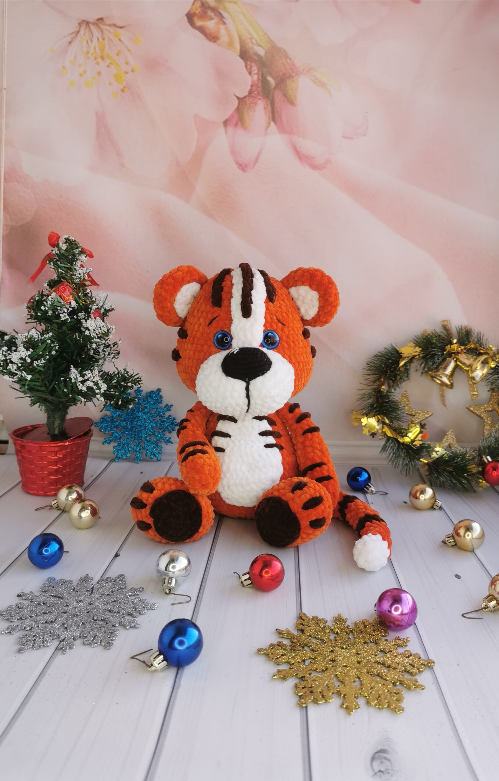 Pink tiger Crochet Tiger Amigurmi Boys Girls Baby discount shower Gift ideas Interior decorations Home decor Soft animals Crochet tiger doll Toddler