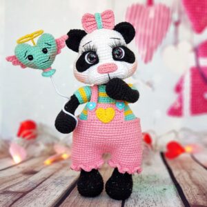 Cute panda bear toy, girl with a heart, best birthday gift