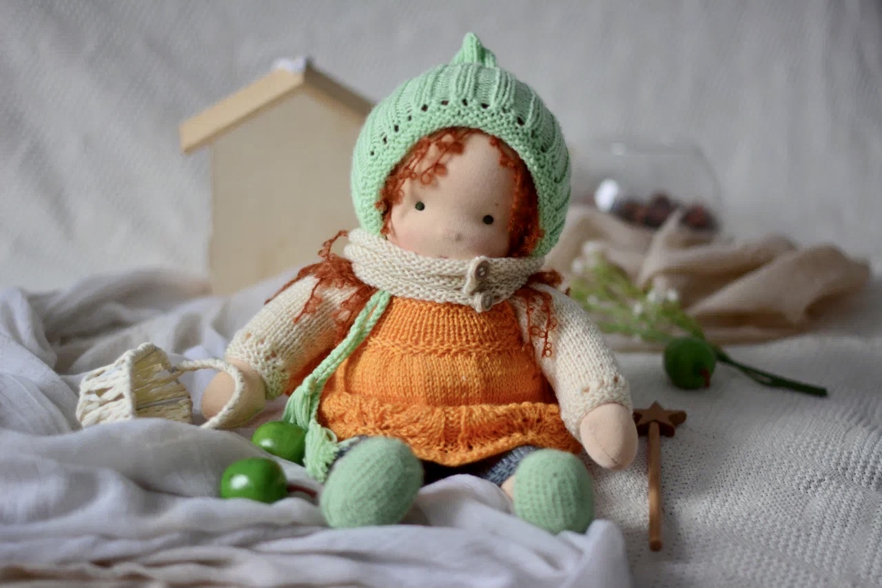 Waldorf textile doll Nika Height 12 inches (30 cm) - DailyDoll Shop