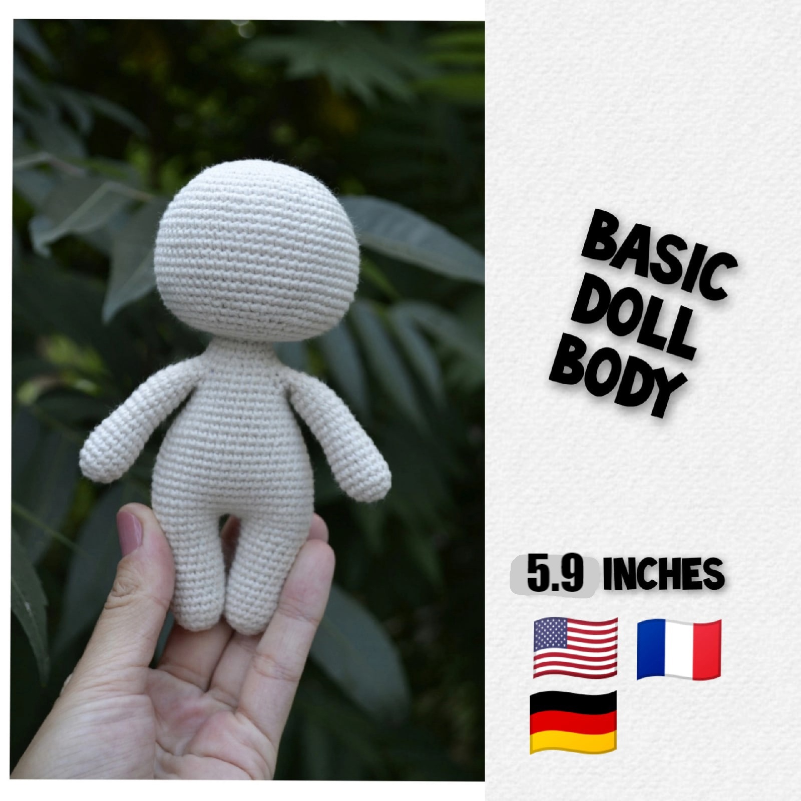 Doll body, crochet doll, amigurumi doll, doll body base Crochet
