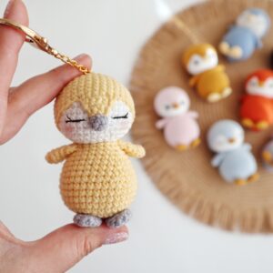 Easy keychain baby penguin amigurumi pattern for beginners