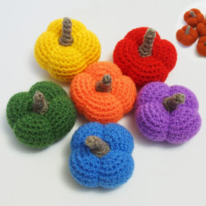 Mini pumpkins in terracotta and rainbow