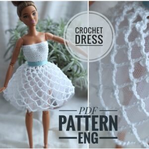 Crochet Barbie Dress Pattern Clothes for Barbie Type 12 inch Doll Outfit Tutirial Cocktail Wedding Party Festive Fairy Unicorn Angel Dress